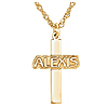 14k Yellow Gold Nameplate Cross Necklace