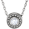 14kt White Gold 1/10 ct Diamond Beaded Slide Necklace