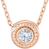 14kt Rose Gold 1/10 ct Diamond Rope Slide 16in Necklace