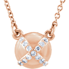 14kt Rose Gold .07 ct Diamond Accent Button 16in Necklace