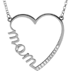 14kt White Gold 1/10 ct Diamond Mom 16in Necklace