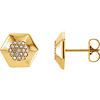 14kt Yellow Gold 1/6 ct Diamond Hex Earrings