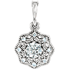 14kt White Gold 1/3 ct tw Diamond Halo Beaded Pendant