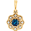 14kt Yellow Gold 3/8 ct Blue Sapphire Pointed Pendant with Diamonds