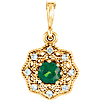 14k Yellow Gold 1/4 ct Emerald Pointed Pendant with Diamond Accents