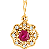 14kt Yellow Gold 1/3 ct Ruby Pointed Pendant with Diamond Accents
