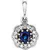 14kt White Gold 3/8 ct Blue Sapphire Halo Pendant with Diamonds
