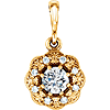 14kt Yellow Gold 1/3 ct tw Diamond Vintage Style Halo Pendant
