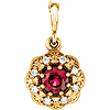 14kt Yellow Gold 1/3 ct Ruby Halo Pendant with Diamond Accents