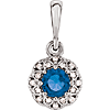 14kt White Gold 3/8 ct Blue Sapphire Petite Halo Pendant with Diamonds