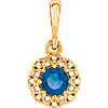 14kt Yellow Gold 3/8 ct Blue Sapphire Halo Pendant with Diamonds