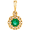 14kt Yellow Gold 1/4 ct Emerald Halo Pendant with Diamond Accents