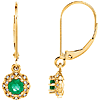 14kt Yellow Gold 1/2 ct tw Emerald Vintage Halo Leverback Earrings