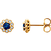 14kt Yellow Gold 1/3 ct Blue Sapphire Vintage Style Halo Stud Earrings