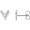 14kt White Gold Double V Stud Earrings