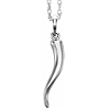 Sterling Silver 1in Italian Horn Necklace 18in