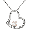 14kt White Gold Freshwater Cultured Pearl Heart 18in Necklace