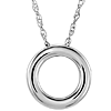 14kt White Gold 1/2in Circle Charm Necklace