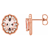 14k Rose Gold Vintage Inspired 2.4 ct tw Peach Morganite Earrings with Diamonds