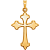 14k Yellow Gold 1in Hollow Pointed Budded Cross Pendant