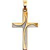 14kt Two-tone Gold 1 1/8in Swirled Cross Pendant