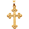 14kt Yellow Gold 1in Hollow Budded Cross Pendant