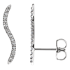 14k White Gold 1/6 ct Diamond Wavy Ear Climbers