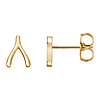14k Yellow Gold Wishbone Stud Earrings