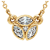 14k Yellow Gold 1/4 ct tw Diamond Marquise Cluster Necklace
