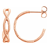 14k Rose Gold Small Open Braided Rope Textured Hoop Earrings 5/8in