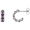 14k White Gold Amethyst Huggie Earrings