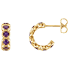 14k Yellow Gold Amethyst Huggie Earrings