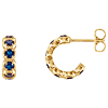 14k Yellow Gold Lab Grown Blue Sapphire Huggie Earrings