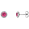 14k White Gold 1.1 ct tw Pink Tourmaline and Diamond Halo Earrings