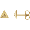 14k Yellow Gold Pyramid Stud Earrings