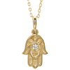 14k Yellow Gold Diamond Hamsa Necklace