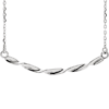 14k White Gold Twisted Ribbon Bar Necklace