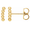14k Yellow Gold Curved Beaded Bar Earrings