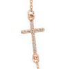 14k Rose Gold .05 ct Diamond Offset Sideways Cross Necklace