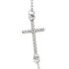 14k White Gold .05 ct Diamond Offset Sideways Cross Necklace