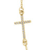 14k Yellow Gold .05 ct Diamond Offset Sideways Cross Necklace