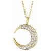 14k Yellow Gold 1/3 ct tw Natural Diamond Crescent Moon Necklace