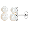 14k White Gold Freshwater Cultured Pearl Duo Ear Climbers