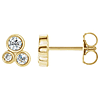 14k Yellow Gold 0.20 ct tw Diamond Three Bezel Cluster Earrings