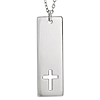 14k White Gold Pierced Cross Bar Necklace