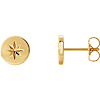 14k Yellow Gold Disc Starburst Earrings