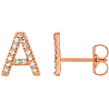 14k Rose Gold Diamond Initial A Earring