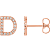 14k Rose Gold Diamond Initial D Earring