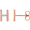 14k Rose Gold Diamond Initial H Earring