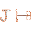 14k Rose Gold Diamond Initial J Earring